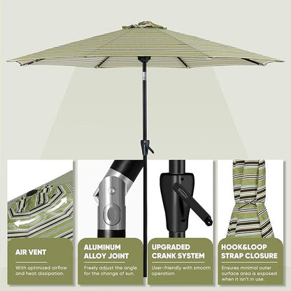 Tempera Patio Market Outdoor Table Umbrella with Push Button Tilt and Crank,Large Sun Umbrella with Sturdy Pole&Fade resistant canopy,Easy to set