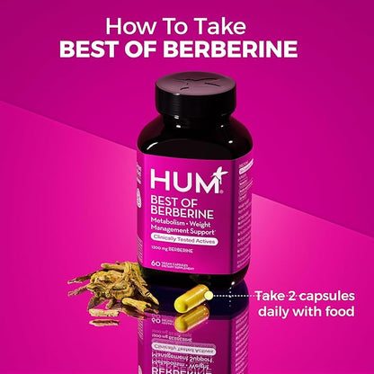 HUM Best of Berberine Supplement 1200mg - Pure Potency for Metabolic Wellness, Enhanced with BioPerine for Maximum Absorption (60 Capsules)