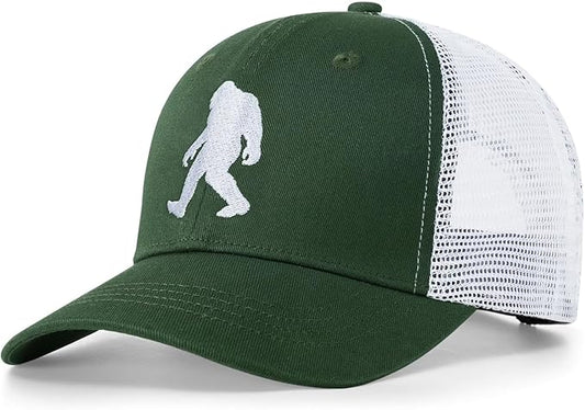 Mesh Bigfoot Hat Leather Cap for Men- Great Snapback Closure Sasquatch Hat for Hunting & Hiking