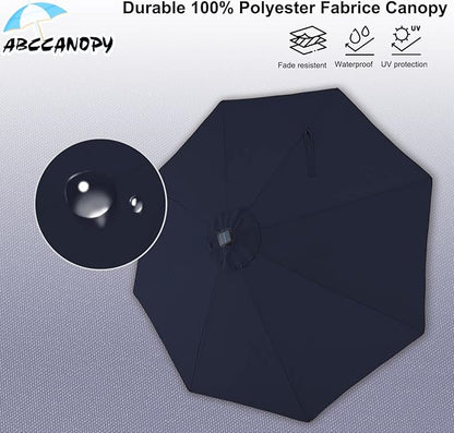ABCCANOPY Durable Solar Led Patio Umbrellas with 24LED Lights 7.5FT (Navy Blue)