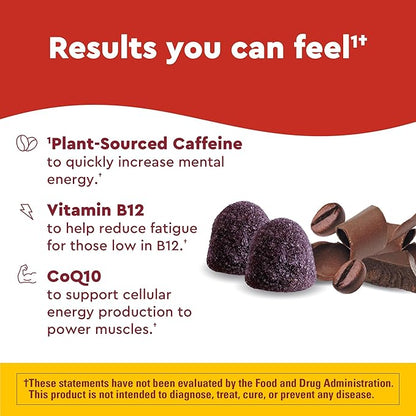 Nature Made Wellblends EnergyMAX Gummies, Fast Acting Caffeine, CoQ10 & Vitamin B12 1000mcg, Energy Support Gummy Vitamins, 40 Gummies