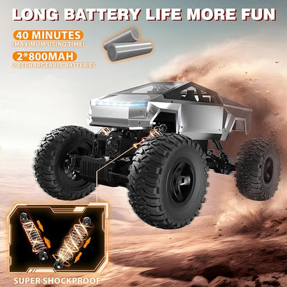 1/14 Scale 4WD RC Monster Truck, 2.4GHz Remote Control Car with LED Lights, All-Terrain Off-Road Toy for Kids Ages 6-12, Christmas Birthday Gift for Boys Girls Adult