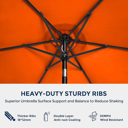 7.5ft Outdoor Patio Umbrella - Market Table Pool Deck Umbrella UPF50+ UV Protection with Push Button Tilt, Crank and 6 Sturdy Ribs (Neon Orange, No base)