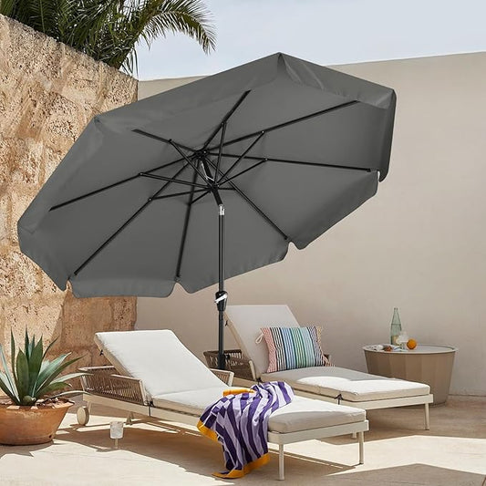 MASTERCANOPY Valance Patio Umbrella for Outdoor Table Market -8 Ribs (9ft, Dark Gray)