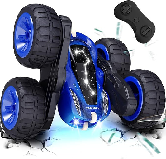 Tecnock Remote Control Car, 2.4GHz RC Cars with USB-C Easy Charging, 4WD Double Sided 360° Rotates and Flips RC Stunt Car, Toys Gift for Boys and Girls