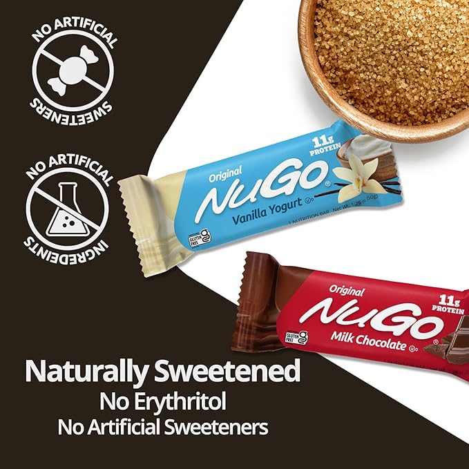 NuGo Original Variety, Vanilla Yogurt 15 bars & Orange Smoothie 15 bars, 11g Protein, Gluten Free, 30 Count