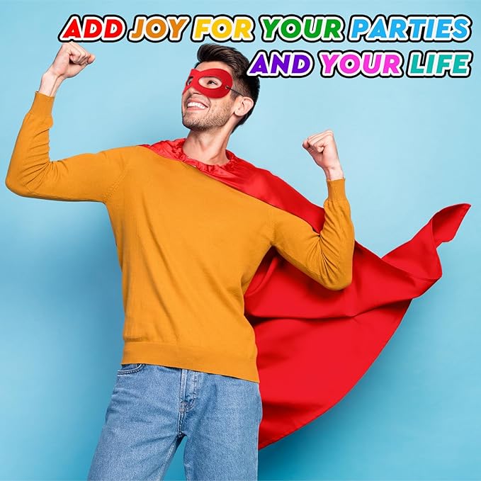 Leyndo 16 Set Party Capes and Masks for Adults Women Men Heroic Group Costume for Role Play Birthday Dressing up Party