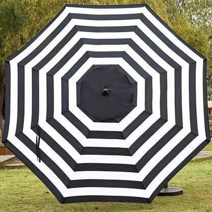 Sunnyglade 9' Patio Umbrella Outdoor Table Umbrella with 8 Sturdy Ribs (Black and White)