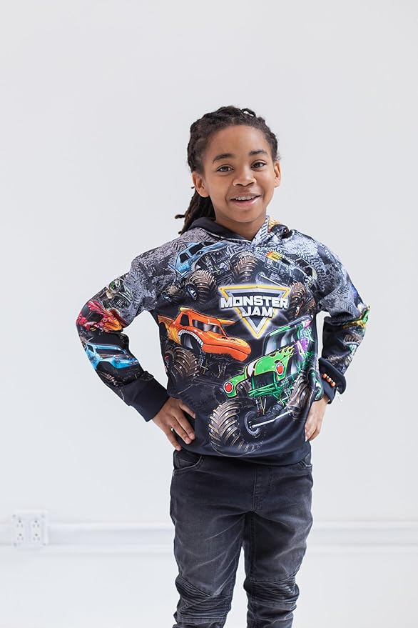 Monster Jam Fleece Pullover Hoodie Toddler to Big Kid Grave Digger El Toro Loco Megalodon Sparkle Smash