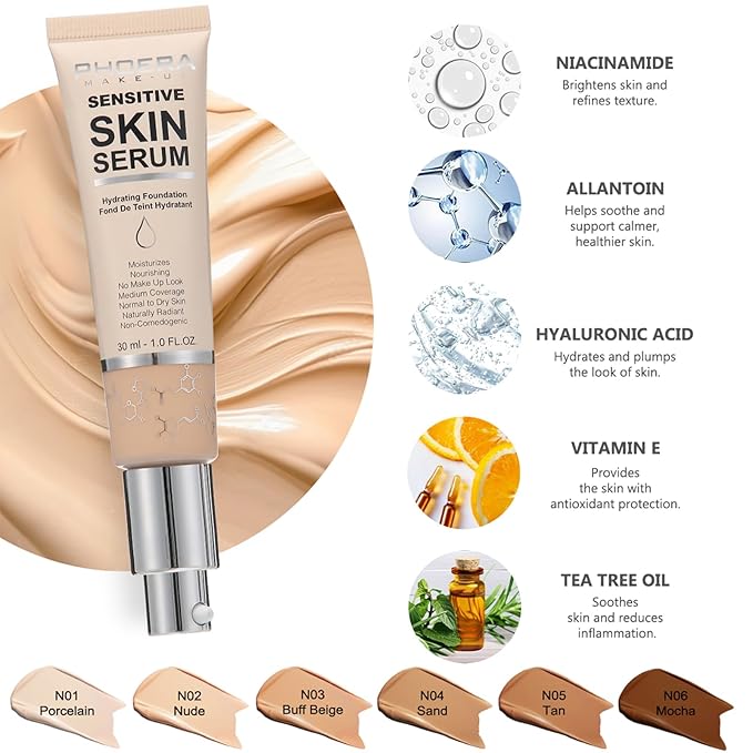 PHOERA Foundation, PHOERA Contour Palette,Shades with Highlighter & 180CC