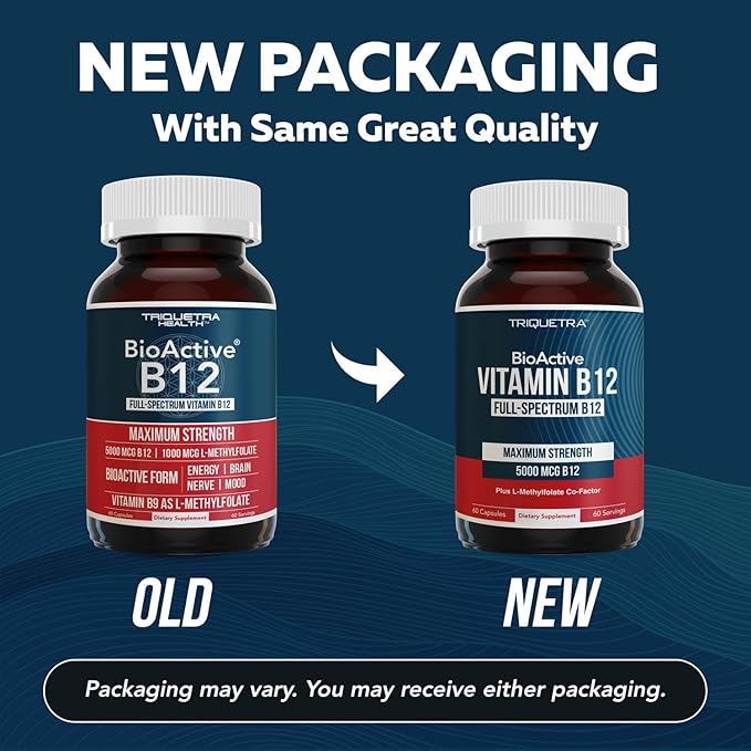 BioActive Vitamin B12 - 5000 mcg, Contains 3 BioActive Forms B12 Plus Methylfolate Cofactor - Methyl B12, Adenosyl B12 & Hydroxy B12 | Supports Energy, Metabolism & Mood | Vegan, Non-GMO (60 Servings)