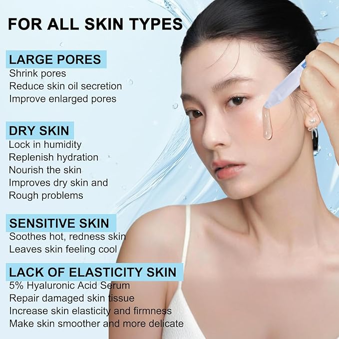 Collagen mask, improves dull skin, restores skin elasticity, 5% Hyaluronic Acid Serum, hydrates and moisturizing, repairs sensitive skin, 2-piece set
