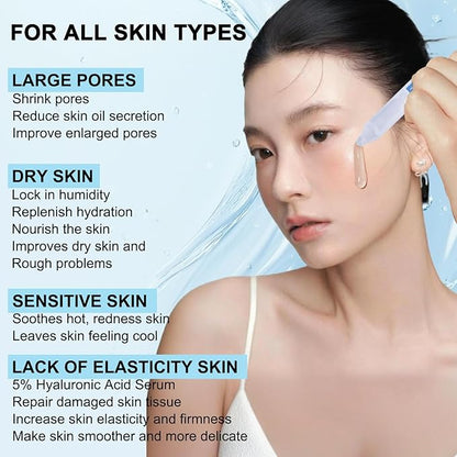Collagen mask, improves dull skin, restores skin elasticity, 5% Hyaluronic Acid Serum, hydrates and moisturizing, repairs sensitive skin, 2-piece set