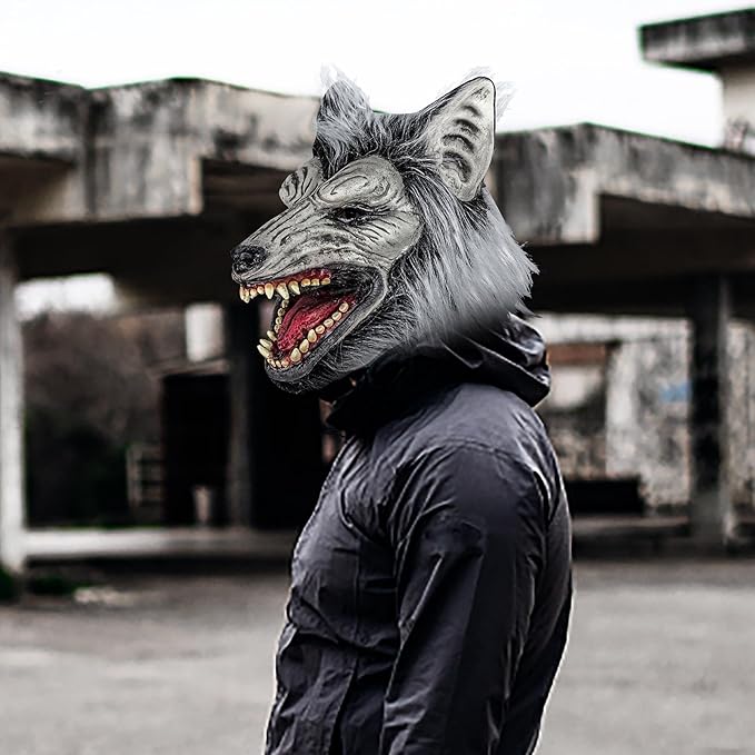 Halloween Horror Wolf Mask, Party Cosplay Costume Werewolf Mask, Scary Wolf Head Mask for Halloween Costumes