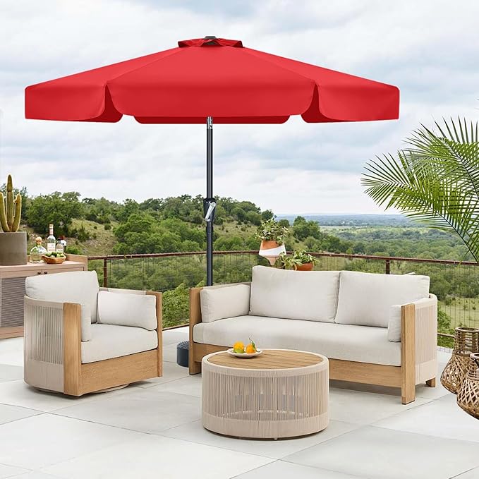 MASTERCANOPY Valance Patio Umbrella for Outdoor Table Market (7.5ft, Red)