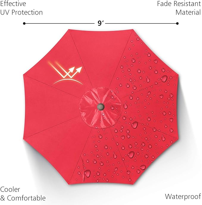 7.5Ft/9Ft Patio Umbrella, UV Protect Pool Umbrella with Heavy Duty Pole,Outdoor Umbrella with Push Botton Tilt & Crank