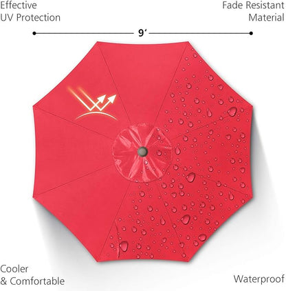 7.5Ft/9Ft Patio Umbrella, UV Protect Pool Umbrella with Heavy Duty Pole,Outdoor Umbrella with Push Botton Tilt & Crank