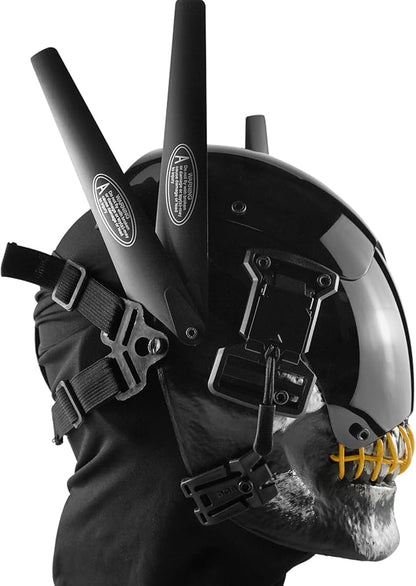 Punk Mask Cosplay for Men, Cyberpunk Skull Mask with LED Light, Techwear Mask Futuristic Mask for Adult