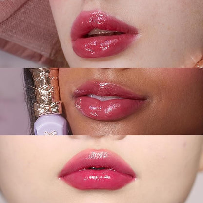 Flower Knows Violet Strawberry Rococo Glowy Lip Gloss-Moisturizing Tinted Lip Oil-Hydrating Lip Makeup for Girls&Women-Vegan & Cruelty-Free-0.12 Fl Oz,1 Count (G04 Blackberry Jam)