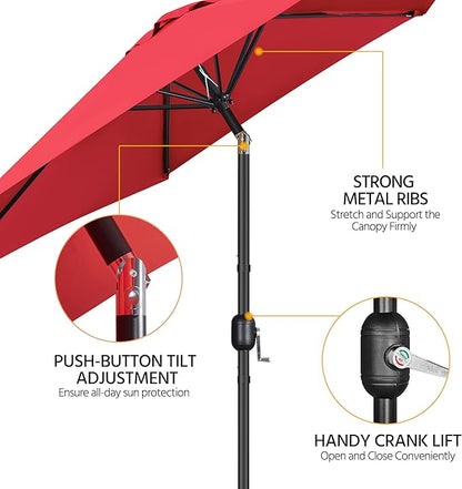 Yaheetech 9FT Patio Umbrella, Outdoor Table Market Umbrella with Push Button Tilt and Crank, Polyester Yard Sun Shade for Garden, Deck, Backyard, Pool