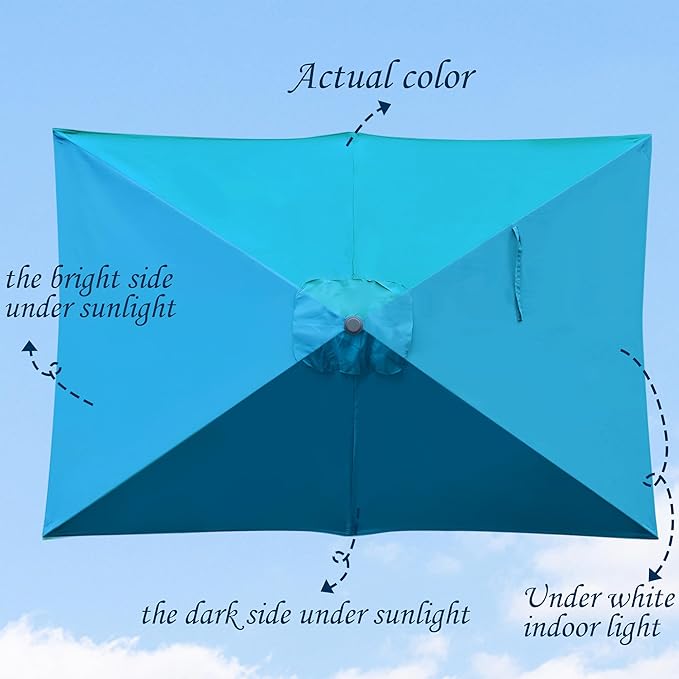 Blissun Rectangular Patio Umbrella, Table Market Umbrella with Tilt and Crank, Outdoor Umbrella for Garden, Deck, Backyard, Pool and Beach