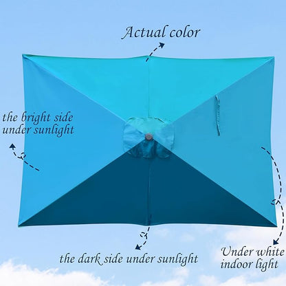 Blissun Rectangular Patio Umbrella, Table Market Umbrella with Tilt and Crank, Outdoor Umbrella for Garden, Deck, Backyard, Pool and Beach