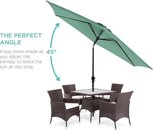 Best Choice Products 10ft Outdoor Steel Polyester Market Patio Umbrella w/Crank, Easy Push Button, Tilt, Table Compatible - Seaglass