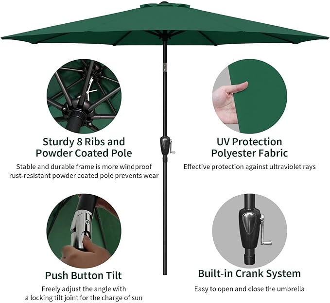 Simple Deluxe 9' Patio Umbrella Outdoor Table Market Yard Umbrella with Push Button Tilt/Crank