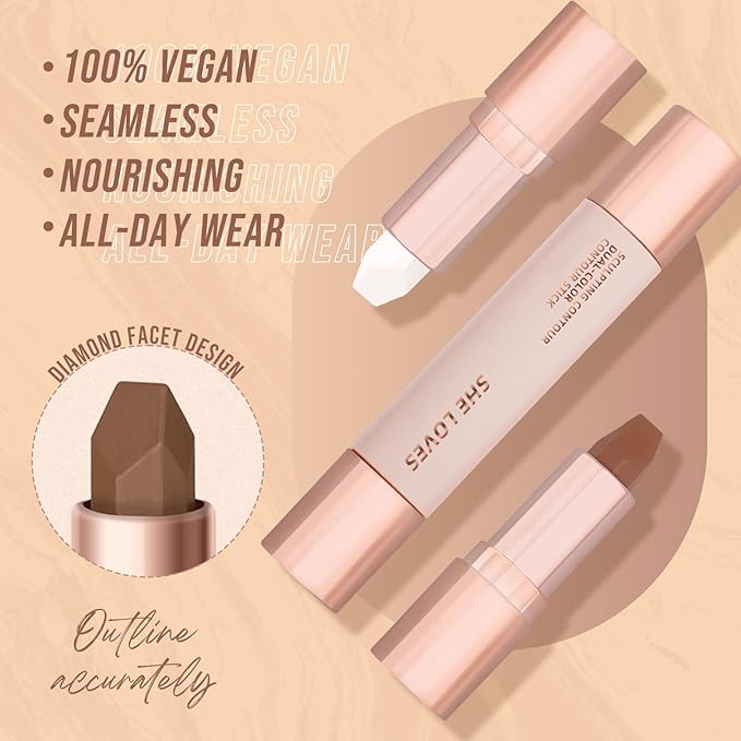 Contour Stick, Highlighter Makeup, 2 in 1 Cream Face (01#)