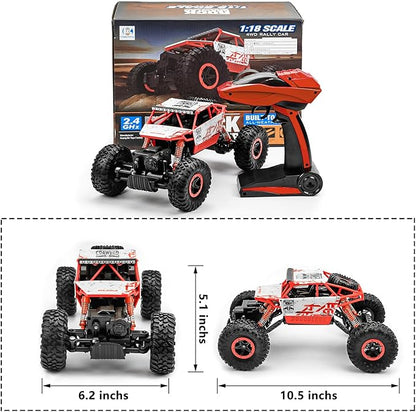Cheerwing 1:18 Rock Crawler 2.4Ghz Remote Control Car 4WD Off Road RC Monster Truck 2 Battery(Red)