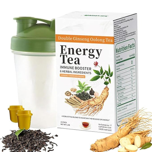 Energy Tea Immune Booster, Ginseng Oolong Tea, Chinese Ginseng Oolong Tea with Free Sports Water Bottle, Natural Ingredients, Natural health、3-Second Prep (1)
