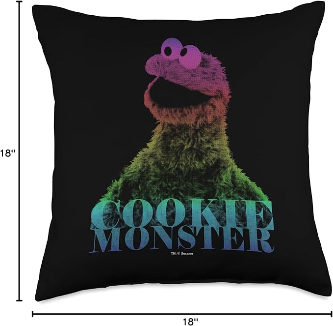 Sesame Street Cookie Monster Halftone Throw Pillow, 18x18, Multicolor