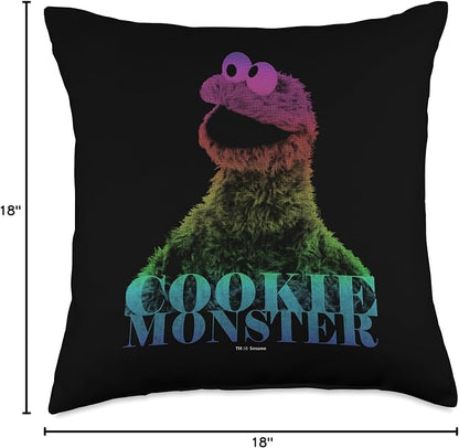 Sesame Street Cookie Monster Halftone Throw Pillow, 18x18, Multicolor