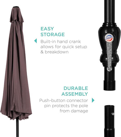 Best Choice Products 10ft Outdoor Steel Polyester Market Patio Umbrella w/Crank, Easy Push Button, Tilt, Table Compatible - Deep Taupe