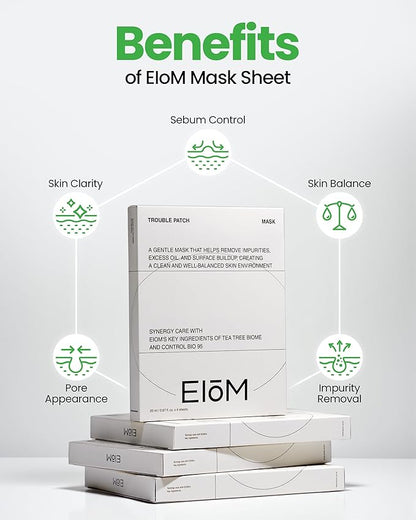 Trouble Patch Mask – Korean Face Sheet Mask for Blemish-Prone Skin, Calming & Hydrating Skincare for Oil Control (20ml x 4 Sheet Masks)