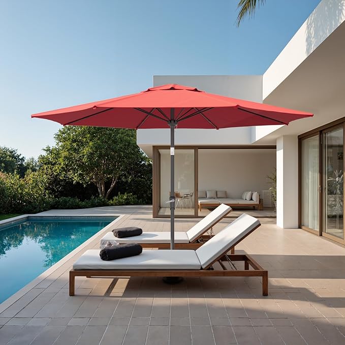 Patio Umbrellas, Pool Umbrella, Outdoor Umbrella with Push Button Tilt/Crank, Deck Umbrellas, Market Umbrela Table for Backyard, Deck, Garden, Pool