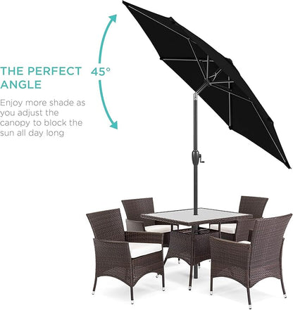Best Choice Products 7.5ft Heavy-Duty Round Outdoor Market Table Patio Umbrella w/Steel Pole, Push Button Tilt, Easy Crank Lift - Black