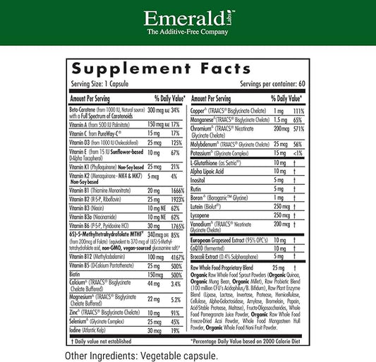 EMERALD LABS Women's 45+ 1-Daily Multi - Complete Multivitamin for Comprehensive Support, Bone & Heart Health* - Designed for Women 45+ - Gluten-Free & Vegetarian- 60 Vegetable Capsules