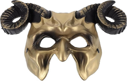 Gadpiparty Devil Goat Skull Mask Ox Ram Horns Monster Animal Half Face Halloween Masquerade Mask Cosplay Props for Adults