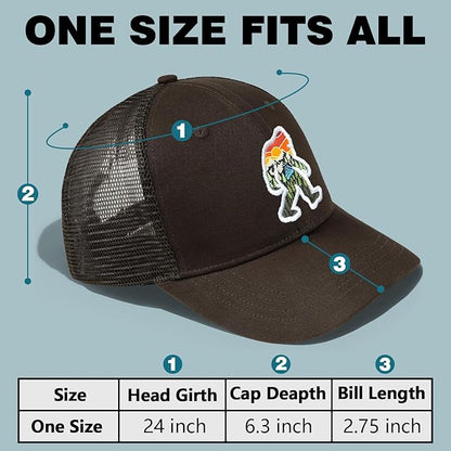 Mesh Bigfoot Hat Leather Cap for Men- Great Snapback Closure Sasquatch Hat for Hunting & Hiking