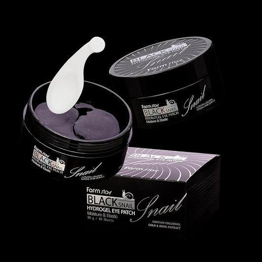 FARMSTAY Black Snail Hydrogel Eye Patch - Under Eye Patches for Wrinkles - Under Eye Mask with Snail Mucin - Promotes Collagen Production - 60 pc