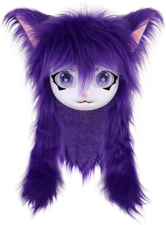 JUNBOON Furry Animal Headgear Beast Full Head Mask Headwear Doll Cosplay Costume Halloween Fursuit