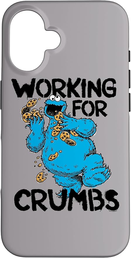 iPhone 16 Sesame Street Cookie Monster Working for Crumbs Case