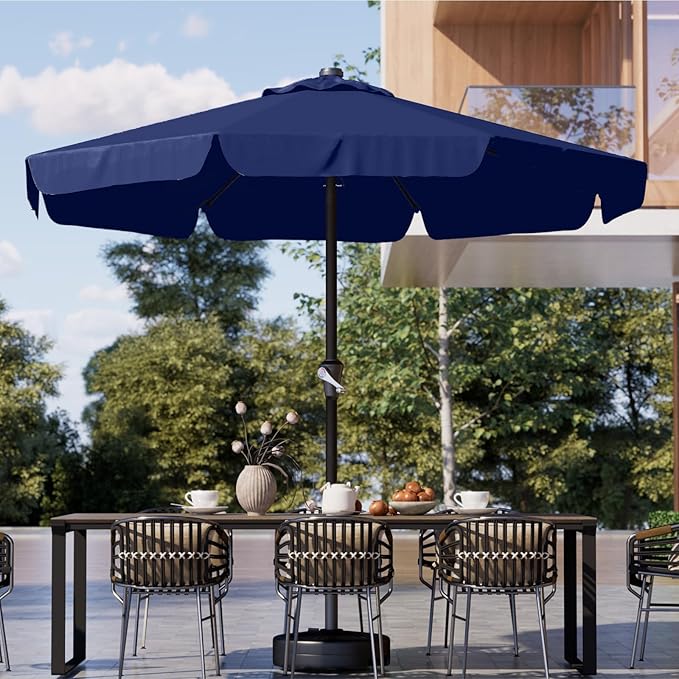12FT Patio Umbrella Table Market Umbrella w/Crank Outdoor Umbrellas for Garden, Deck, Backyard, Pool and Beach, Navy