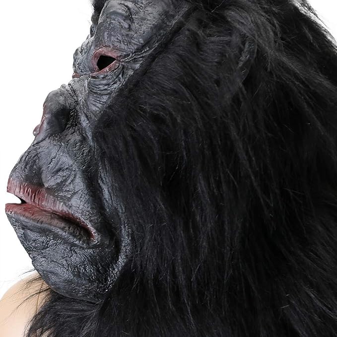 Latex Animal Gorilla Mask with Gloves - Gorilla Head Mask Set for Halloween Costume Black
