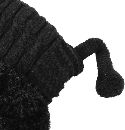 DOCILA Winter Beanie Hat for Women Warm Fleece Lined Pom Knit Earflap Hats Cute Outdoor Snow Ski Skull Cap
