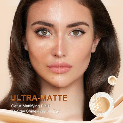 Ultra Matte Liquid Foundation Makeup, Full Coverage Shine 0.7Oz