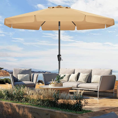 MASTERCANOPY Valance Patio Umbrella for Outdoor Table Market -8 Ribs (11ft,Khaki)