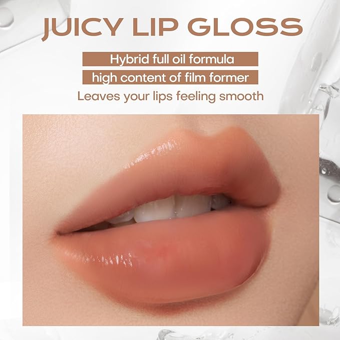 Mistine Makeup Lip Gloss Lip Plumber Non-sticky Tinted Lip Gloss Infused with 1% Peptide Moisturizing Shiny Finish Lip Tint Hydrating Lifter Gloss Lightweight Feeling Lip Oil J06 Amber Brown 0.1 fl oz