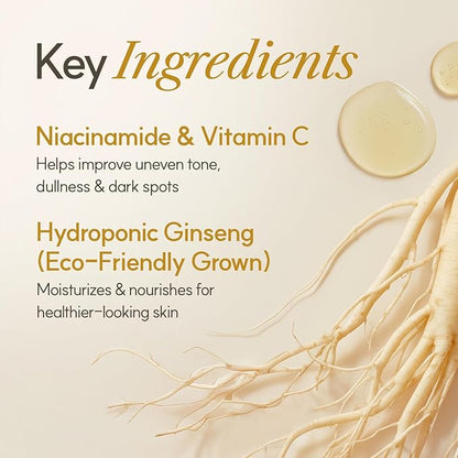 The Face Shop Ginseng Glow Essence Toner - Improves Skin Elasticity, Glowy Finish, for Dull & Dry Skin, with Korean Ginseng, Anti Aging, Korean Skincare, 100ml / 3.3 fl. oz.